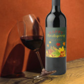 Frohes Erntedankfest farbenfrohe Blätter auf Holz Weinetikett