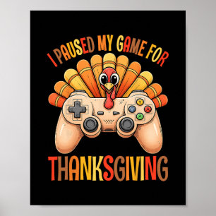Frohes Erntedankfest Gaming Herbst Truthahn Gamer  Poster