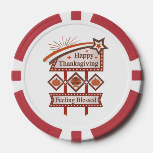 Frohes Erntedankfest Gefühlvoller Retro-Schriftzug Pokerchips