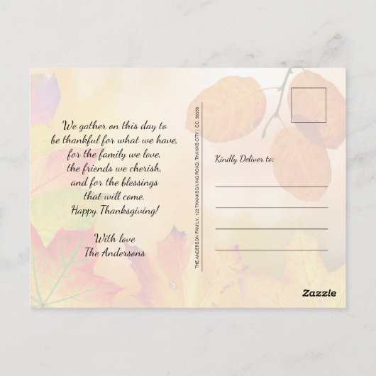 Frohes Erntedankfest Herbst Grüße Postkarte (Rückseite)