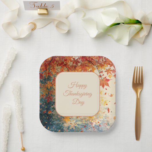 Frohes Erntedankfest, Herbst, Modern Pappteller (Hochzeit)