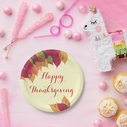 Frohes Erntedankfest Herbst Saisonale Blätter Pappteller (Party)