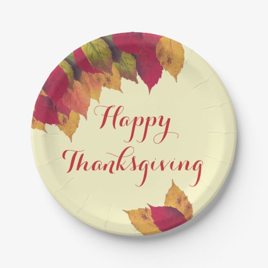Frohes Erntedankfest Herbst Saisonale Blätter Pappteller (Vorderseite)