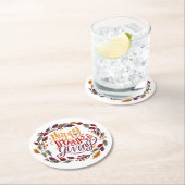 Frohes Erntedankfest Herbstausscheiden Runder Pappuntersetzer (Vor Ort)