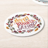 Frohes Erntedankfest Herbstausscheiden Runder Pappuntersetzer (Angewinkelt)