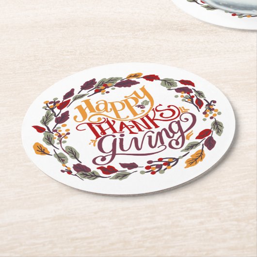 Frohes Erntedankfest Herbstausscheiden Runder Pappuntersetzer (Angewinkelt)
