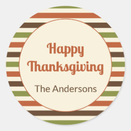 Frohes Erntedankfest Herbstfarben Streifen Runder Aufkleber