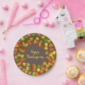 Frohes Erntedankfest Herbstleaves auf Brown Pappteller (Party)