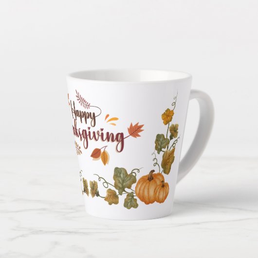 Frohes Erntedankfest Herbstliches Design Milchtasse (Rechte Ecke)
