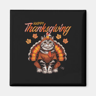 Frohes Erntedankfest Katze Truthahn Tag Herbst Fra Magnet