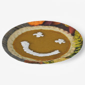 Frohes Erntedankfest Kürbiskuchen Pappteller (Schrägansicht)
