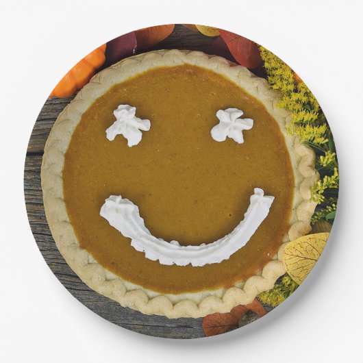 Frohes Erntedankfest Kürbiskuchen Pappteller (Vorderseite)