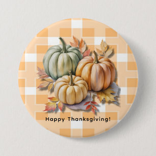 Frohes Erntedankfest Kürbisse & Herbstlaub Button