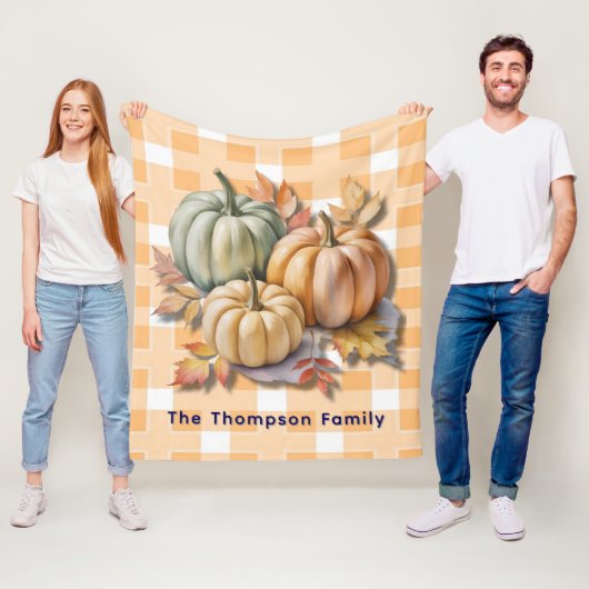 Frohes Erntedankfest Kürbisse & Herbstlaub Fleecedecke (Beispiel)