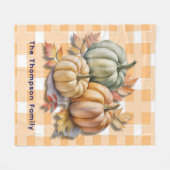 Frohes Erntedankfest Kürbisse & Herbstlaub Fleecedecke (Vorderseite (Horizontal))