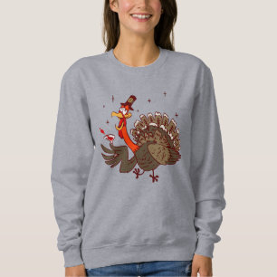 frohes Erntedankfest lustiger betrunkener Truthahn Sweatshirt