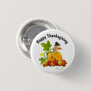 Frohes Erntedankfest mit süßer Pilgermaus Button