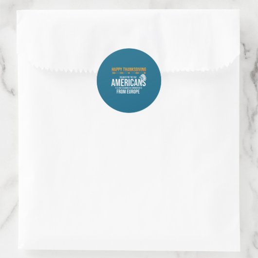 Frohes Erntedankfest, Native American Truth_ Ameri Runder Aufkleber (Tasche)