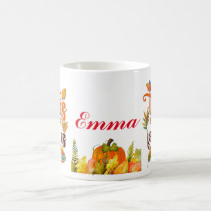 Frohes Erntedankfest Pumpkin Blätter Herbst Festiv Kaffeetasse