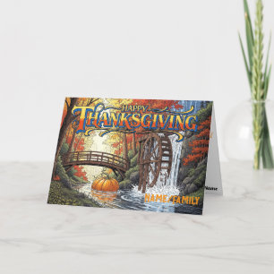 Frohes Erntedankfest Rustikale Herbstbrücke Feiertagskarte