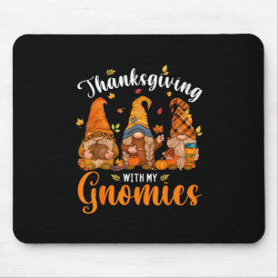 Frohes Erntedankfest Süße Gnome Kürbis Herbstlaub Mousepad