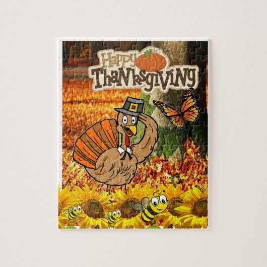 Frohes Erntedankfest Tag Puzzle Truthahn (Vertikal)