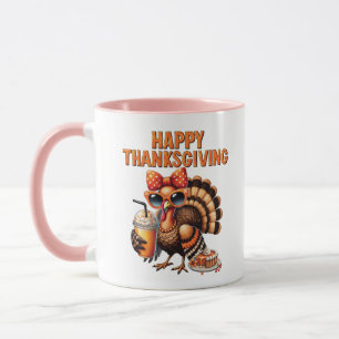 Frohes Erntedankfest Truthahn Pumpkin Spice Latte Tasse