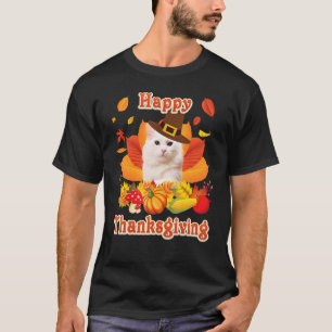 Frohes Erntedankfest Türkisch Angora Katze Für Die T-Shirt