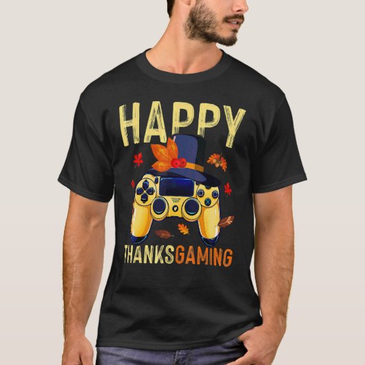 Frohes Erntedankfest Videospiel-Controller Pilger  T-Shirt (Vorderseite)