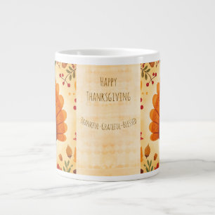 Frohes Erntedankfest, Vintage Truthahn, dankbar da Jumbo-Tasse