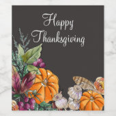 Frohes Erntedankfest Wasserfarben Pumpkins Fall Weinetikett (Einzelnes Label)