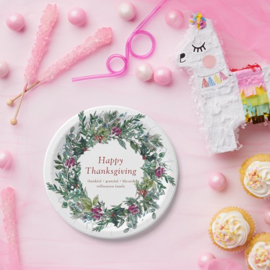 Frohes Erntedankfest Wasserfarbener Herbstbrand Pappteller (Party)