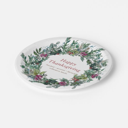 Frohes Erntedankfest Wasserfarbener Herbstbrand Pappteller (Schrägansicht)