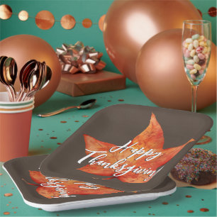 Frohes Erntedankfest Wasserfarbenfall Ahornblatt Pappteller