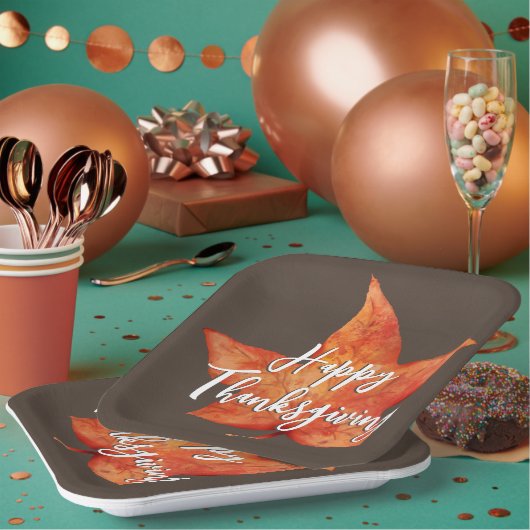 Frohes Erntedankfest Wasserfarbenfall Ahornblatt Pappteller (Multi)