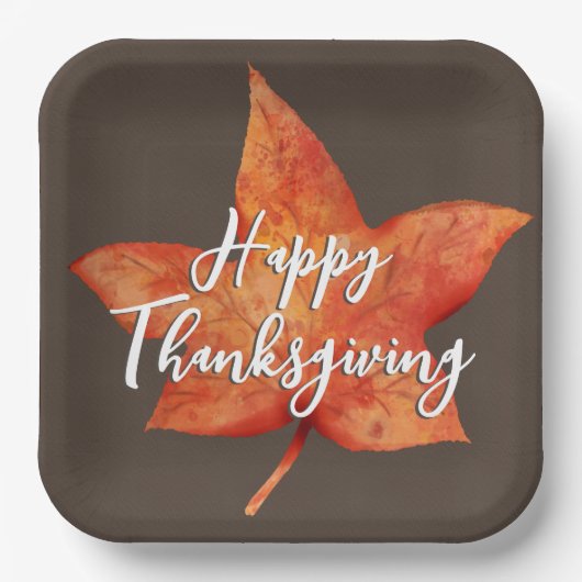 Frohes Erntedankfest Wasserfarbenfall Ahornblatt Pappteller (Vorderseite)