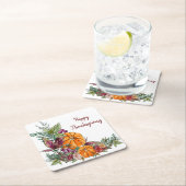 Frohes Erntedankfest Wasserfarbenkürbis Herbst Rechteckiger Pappuntersetzer (Vor Ort)