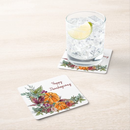 Frohes Erntedankfest Wasserfarbenkürbis Herbst Rechteckiger Pappuntersetzer (Vor Ort)