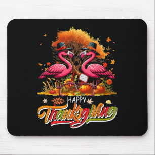 Frohes Erntedankfest Zwei süße Flamingos mit Rber  Mousepad