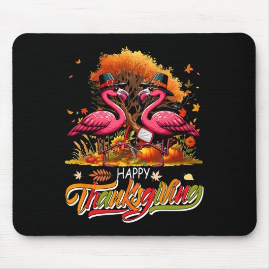Frohes Erntedankfest Zwei süße Flamingos mit Rber Mousepad (Vorne)