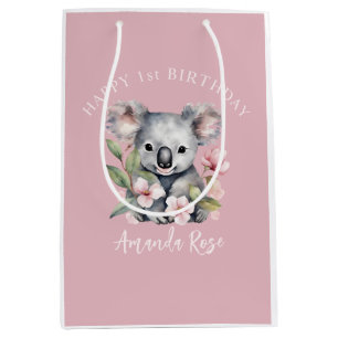 Frohes erstes Geburtstag Wasserfarben Koala Mittlere Geschenktüte