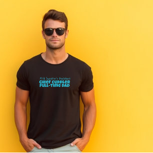 Frohes erstes Vater-Tag schwarz-blaue Buchstaben H T-Shirt
