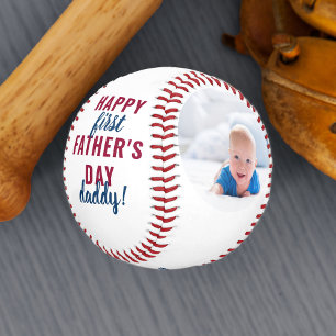 Frohes erstes Vatertag Daddy 2 Foto Weiß Baseball