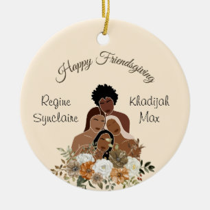 Frohes Friendsgiving Boho Blumen Freundinnen Beste Keramik Ornament