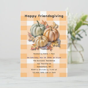 Frohes Friendsgiving-Kürbisse & Herbstlaub Einladung