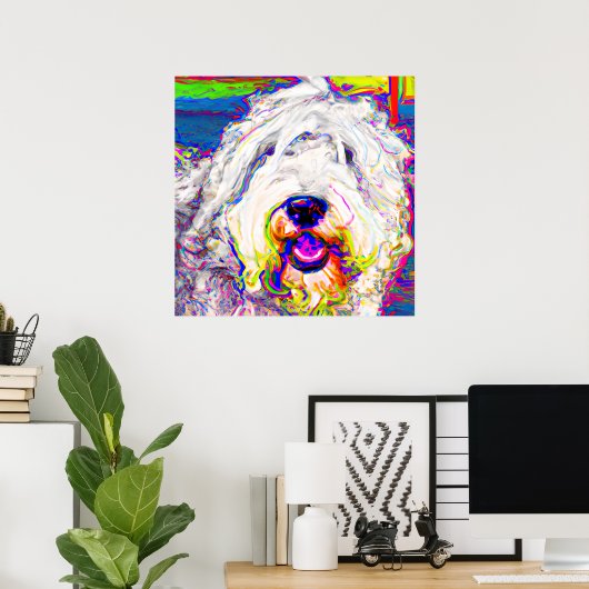 Frohes Frohes Frohes altes englisches Sheepdog-Pos Poster (Heimbüro)