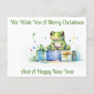 Frohes Geburtstag Süßer Grüner Frosch mit verpackt Postkarte
