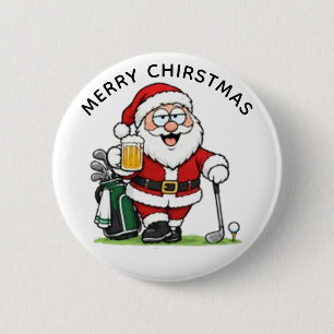 FROHES GOLFEN WEIHNACHTSMANN, FROHE WEIHNACHTEN BUTTON