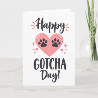 Frohes Gotcha-Tag Katzenadoption – Rosa Herz Karte