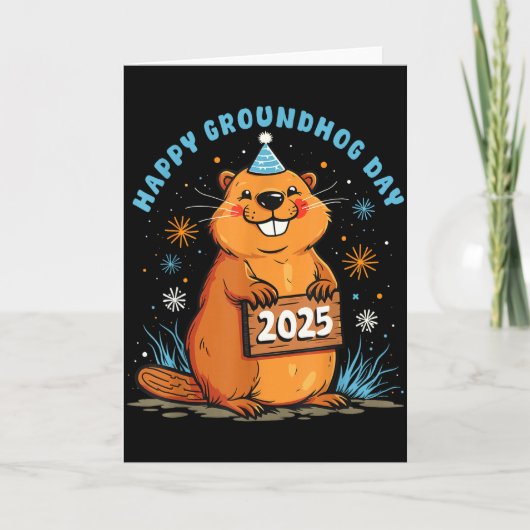 Frohes Groundhog Day 2025 Kinder Kleinkind Männer Karte (Vorderseite)